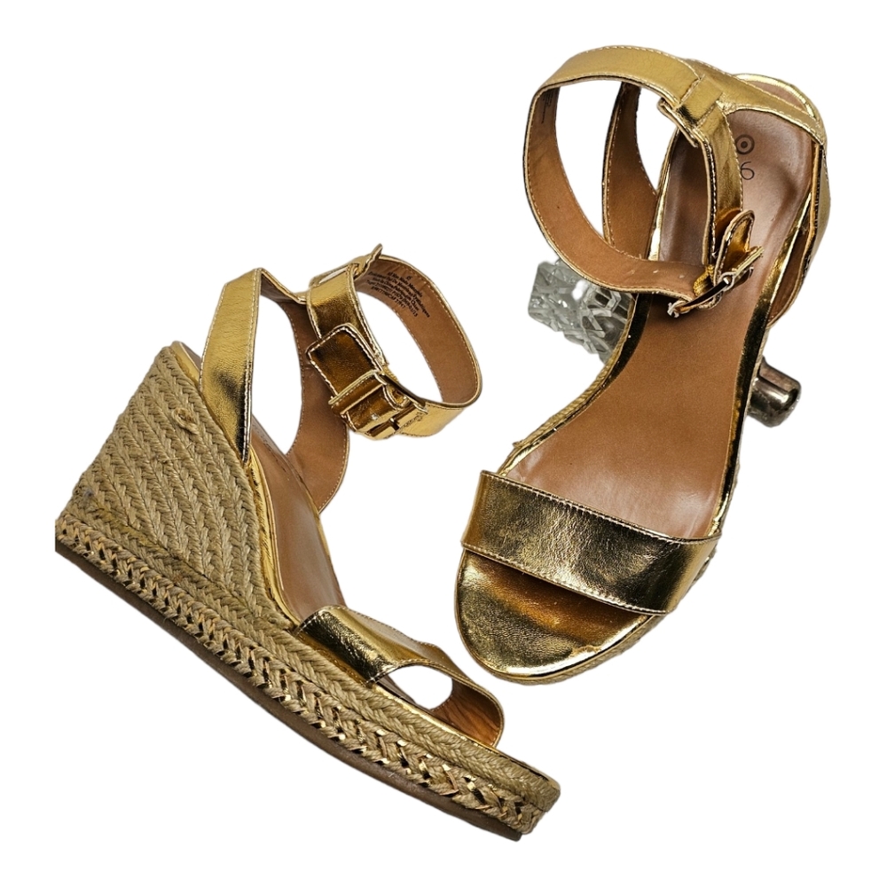 Lilly Pulitzer Gold Wedge Heel Shoes 6M - Picture 8 of 11